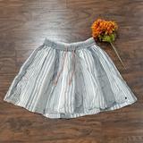 Anthropologie Skirts | Anthropology Numph Skirt Flare W/ Stripes Gray And White Euro 36 Or Us Small | Color: Blue/Gray | Size: S