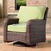 Rosecliff Heights Losey Swivel Patio Chair w/ Cushions Wicker/Rattan in Gray | 38.5 H x 33 W x 38 D in | Wayfair 704D709638874225987D4B747E06590E