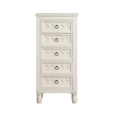 Bungalow Rose Hives & Honey Eurelijus Ivory Jewelry Armoire Solid Wood in Brown/White | 40.25 H x 19.5 W x 11.75 D in | Wayfair