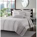Gracie Oaks Sanibel Island Stripe 3-Piece Cotton Quilt Set Cotton Percale in Gray | King Quilt + 2 King Shams | Wayfair