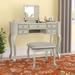 House of Hampton® Daryel Vanity Set w/ Stool & Mirror Wood in Gray | 30 H x 43 W x 18 D in | Wayfair 4C843D217E044308A68D8DB75D89B1FB