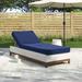 Sand & Stable™ Rocheport Outdoor Wicker Chaise Lounge w/ Acacia Accents Wicker/Rattan in Blue/Gray | 16 H x 31 W x 77 D in | Wayfair