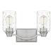 Beachcrest Home™ Merlene 2-Light Matte Black Bath Light w/ Clear Water Glass in Gray | 9 H x 14 W x 6.5 D in | Wayfair