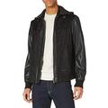 Armani Exchange Men's Black Allover Faux Leather Jacket, XXL