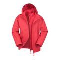 Mountain Warehouse Bracken Extreme Kids 3 in 1 Jackets - Waterproof Boys & Girls Rain Jacket, Breathable, Taped Seams, Mesh Lined Kids Coat - for Winter Travelling Red 9-10 Years