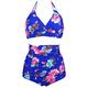 COCOSHIP Retro 50s Black Pink Blue Floral Halter High Waist Bikini Set Halter Carnival Swimsuit(FBA) - - 4X-Large