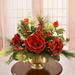 Floral Home Decor Artificial Magnolia in Vase Faux Silk in Red | 19 H x 24 W x 14 D in | Wayfair CR1621