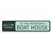 Lizton Sign Shop, Inc Welcome Friends Boat House Custom Aluminum Sign Metal in Gray/Green | 4 H x 18 W x 0.04 D in | Wayfair 1789-A418