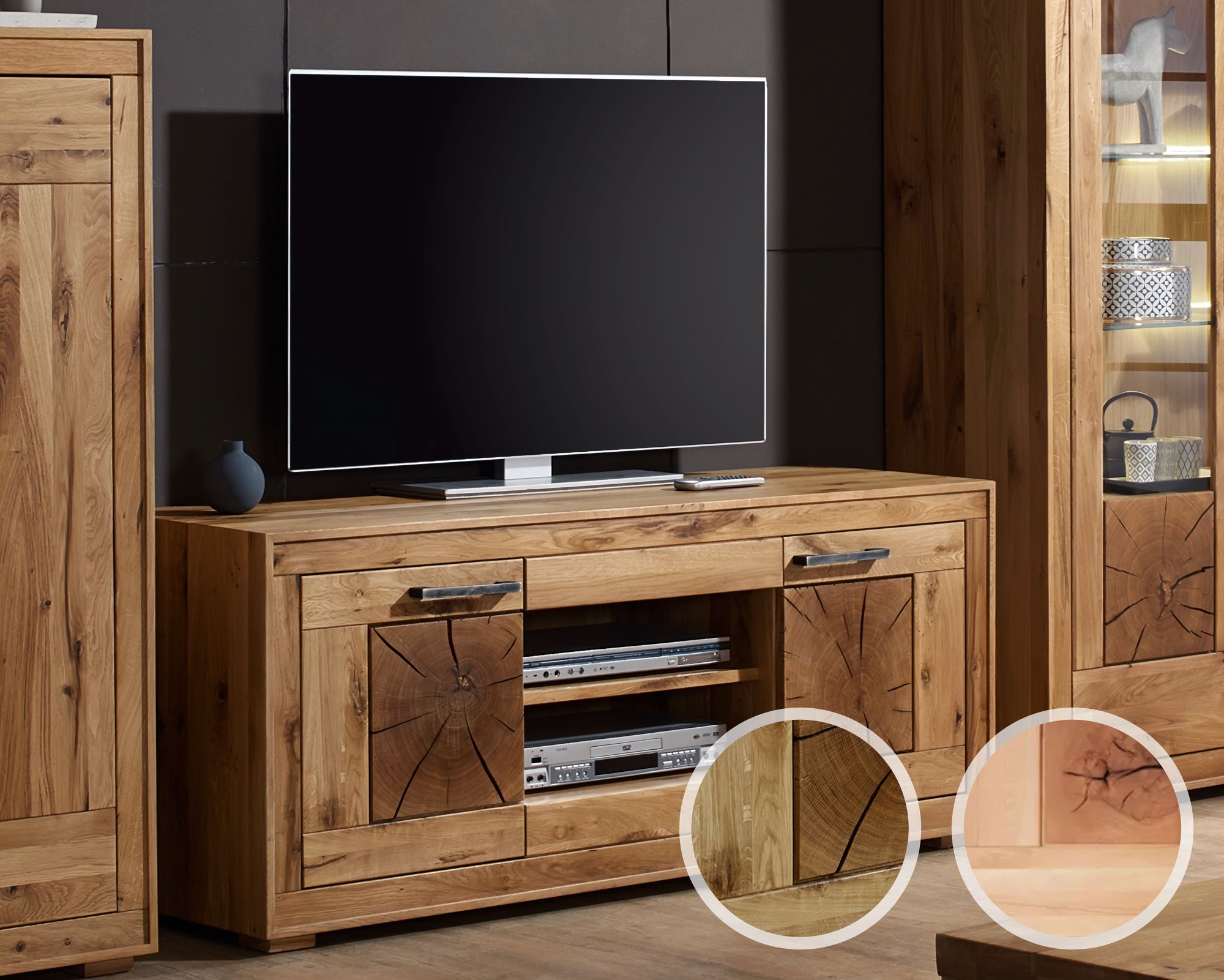 3S Frankenmöbel »Albero« Massivholz TV-Element WZ-0315 / Wildeiche / TV-Element I / 130 cm