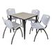 Kahlo 30" Square Breakroom Table- Maple/ Black & 4 'M' Stack Chairs- Black