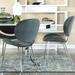 Retro Contoured Designed Grey Velvet with Chrome Base Dining Chairs (Set of 2)