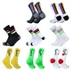 Nouvelles chaussettes de cyclisme hommes femmes champions rayures colorées sport respirant