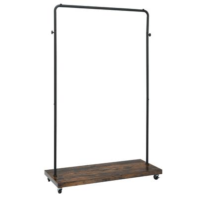 Industrial Pipe Style Rolling Garment Rack on Wheels - 40.5" x 16" x 64" (L x W x H)