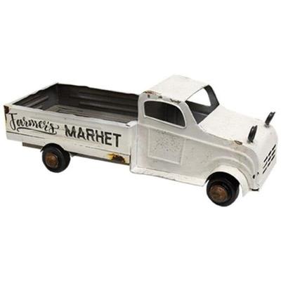 White Metal Farmer's Market Truck - 6" high by 6" wide by 17" long