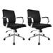 Set Of 2 Office Chairs With Cushion Mid Back Seat with Arms Executive With Wheels Chrome Swivel Boss Conference Room Chair