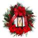 28" Poinsettia and Berry Holiday Lantern Christmas Wreath - Green - 28