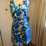 J. Crew Dresses | J. Crew Sleeveless Fit And Flare Dress Size 6 | Color: Blue/Tan | Size: 6