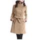 TUDUZ Sale Women Artificial Wool Parka Coat Ladies Winter Warm Single Breasted Trench Jacket Long Sleeve Lapel Outwear with Belt (Khaki,3XL=UK(16))