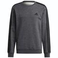 adidas Mens 3 Stripes Pullover Sweatshirt Crew Sweater Dark Grey/Black L