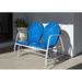 Corrigan Studio® Aquille Outdoor Jennalyn Gliding Metal Bench in Blue | 34 H x 41.75 W x 31.25 D in | Wayfair E0D76DAF154840EE8898A54CCC38E253