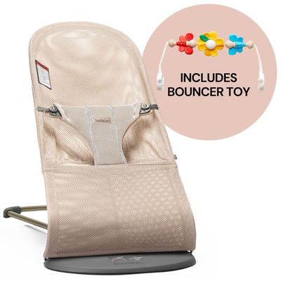 BabyBjorn Bouncer + Toy Bundle - Bliss (Mesh) Pearly Pink