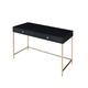 Everly Quinn Ottey Writing Desk In High Gloss & Gold Finish Wood/Metal in Black | 31 H x 47 W x 20 D in | Wayfair 56E2C05486154707ADD38705835D7CBA