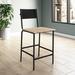 Latitude Run® Bar Stool Wood/Leather/Metal/Faux leather in Black | 38.228 H x 18.504 W x 23.465 D in | Wayfair 533AD51E304D4C368A10DF7264761D1B