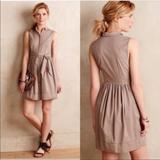 Anthropologie Dresses | Anthropologie Pleated Shirtdress Elizabeth Klein | Color: Brown/Tan | Size: 0