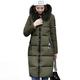 Women Quilted Winter Long Down Coat TUDUZ Puffer Fur Collar Hooded Parka Overcoat Slim Thick Cotton-Padded Outerwear Jackets(YE Army Green,XL)