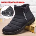 Bottines de neige pour homme et femme chaussures imperméables et décontractées en coton plates et