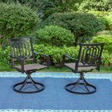 MFSTUDIO Patio Dining Textilene Metal Swivel Chairs Set of 2, Sling Mesh Black Metal Frame