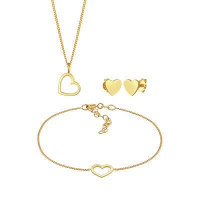Elli - Herz Liebe Cut Out Trend Valentinstag 925 Silber Schmuck-Set 1 ct Damen (79.99 € / 1 ct)