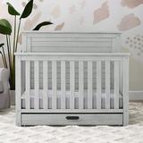 Simmons Kids Caden 6-In-1 Convertible Crib w/ Storage Wood in Brown/Gray/Yellow | 46.5 H x 57.25 W in | Wayfair W348150-1373