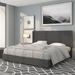 Lark Manor™ Aluino Tufted Platform Bed w/Accent Nail Trimmed Extended Sides Upholstered/Polyester in Gray | 48.5 H x 84 W x 85.25 D in | Wayfair