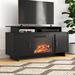 Mercury Row® Preiss TV Stand for TVs up to 74" w/ Electric Fireplace Wood in Black | 29.9 H in | Wayfair 0EBCB2DB0D7241048B856372388A0401