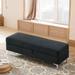 Everly Quinn Flip Top Storage Bench Upholstered/Velvet in Black | 17.52 H x 55.9 W x 18.9 D in | Wayfair DAA33113465F4A0BA3E7A225CD68ED75