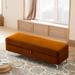 Everly Quinn Flip Top Storage Bench Upholstered/Velvet in Brown | 17.52 H x 55.9 W x 18.9 D in | Wayfair 38A19255D98C40718D65DBDA557F40CB