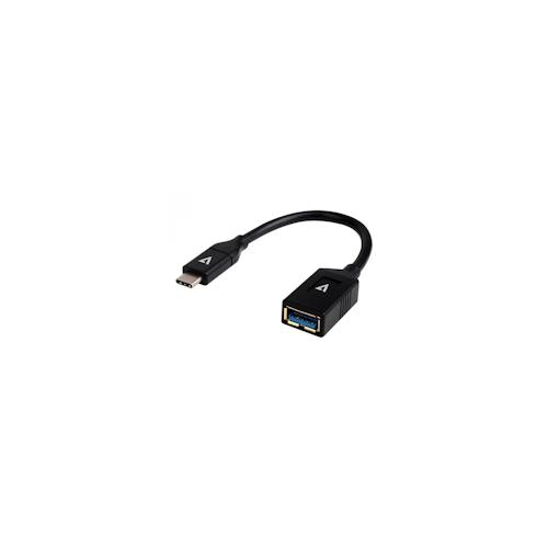 V7 USB-Adapter USB Typ A W bis USB-C M umkehrbar Thunderbolt 3 / 2.0 / 10 cm Schwarz