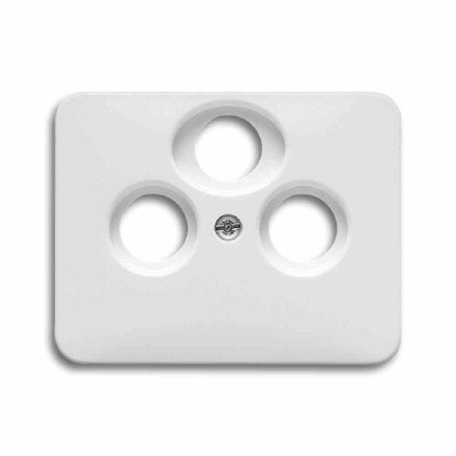 Busch-Jaeger ALPHA Zentralplatte, Sat/TV/Radio, studioweiß, glänzend, Befestigung mit Schraube, ohne Beschriftungsfeld Image