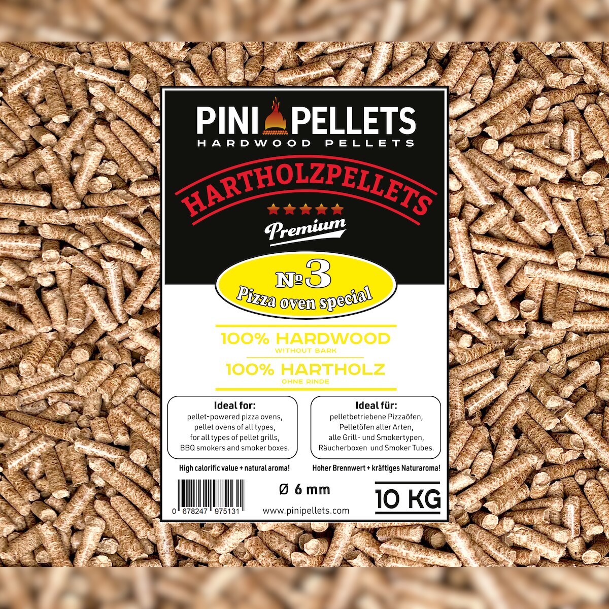 PINI Hartholz Pellets Nr. 3 Pizza Ofen Speziell für pelletbetriebene Pizzaöfen 10 Kg Image