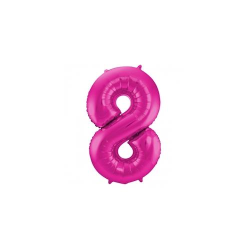 XL Folienballon Zahl 8 in magenta, 86 cm, 1 Stück, Helium Ballon (unbefüllt) – Luftballon