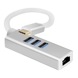 Helos HUB, USB 3.1 Type-C™St. /3x USB+RJ45 Gigabit Ethernet, PREMIUM, silber Image