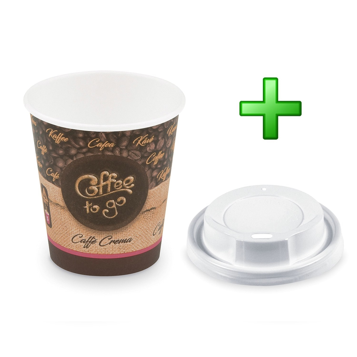 VEPATIM 100x Kaffeebecher S 'Coffee To Go' Caffe Crema mit Trinkdeckel 150ml 200ml