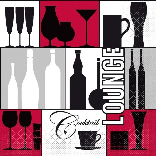 Mank Serviette aus Tissue - Cocktail Lounge, 25 x 25 cm, 100 Stück - Scherenschnitt-Design Bar Image