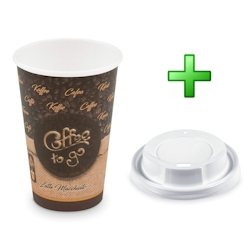 VEPATIM 100x Kaffeebecher L 'Coffee To Go' Melange mit Trinkdeckel 250ml 330ml