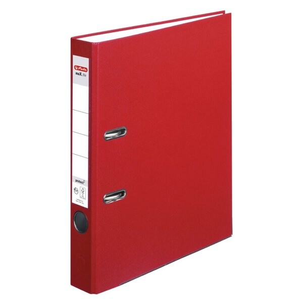 herlitz Ordner maX.file protect, 50mm, PP-Color A4, vollfarbig rot, Kantenschutz, standfest, Einsteckrückenschild, Griffloch Image