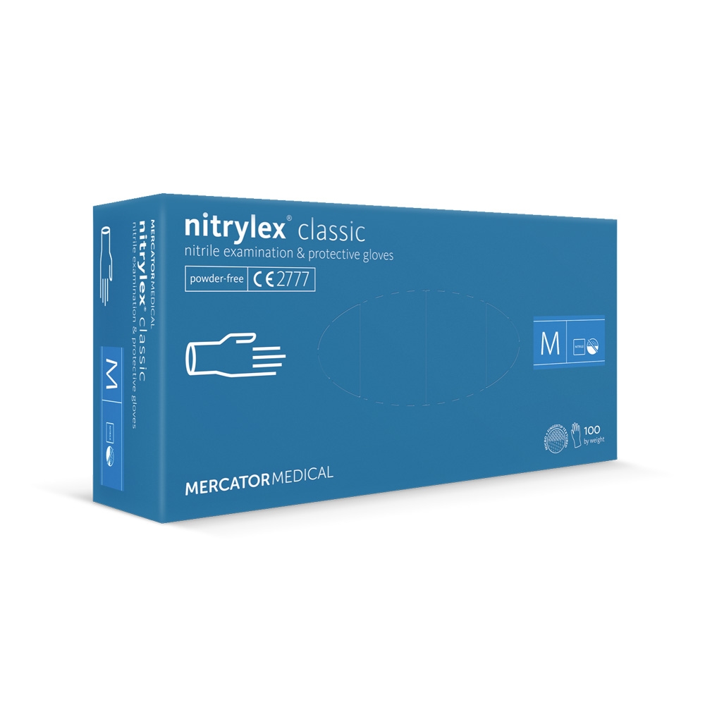 ETERNASOLID Nitril Handschuhe puderfrei in Blau MERCATOR, Gr.M - 100 Stück Image
