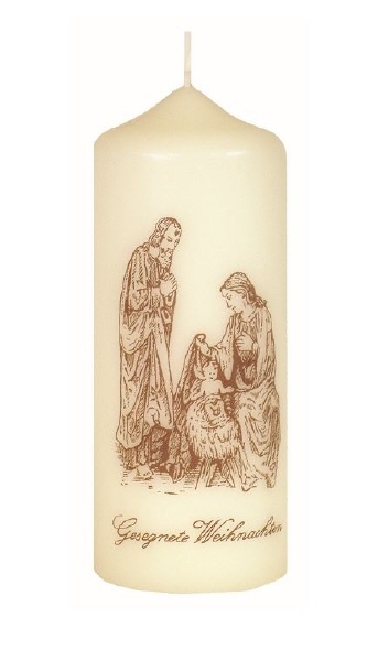 Kopschitz Kerzen Weihnachtskerze "Gesegnete Weihnachten" Elfenbein 150 x Ø 60 mm, 1 Stück Image