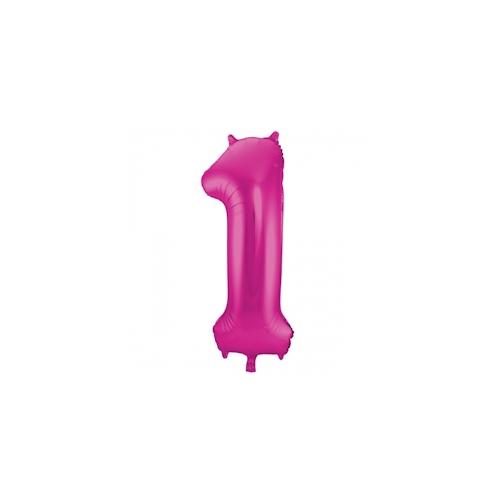 XL Folienballon Zahl 1 in magenta, 86 cm, 1 Stück, Helium Ballon (unbefüllt) – Luftballon