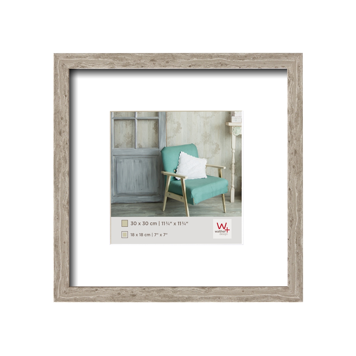 walther + design Stockholm Holz Bilderrahmen 30x30 cm GRAU Image